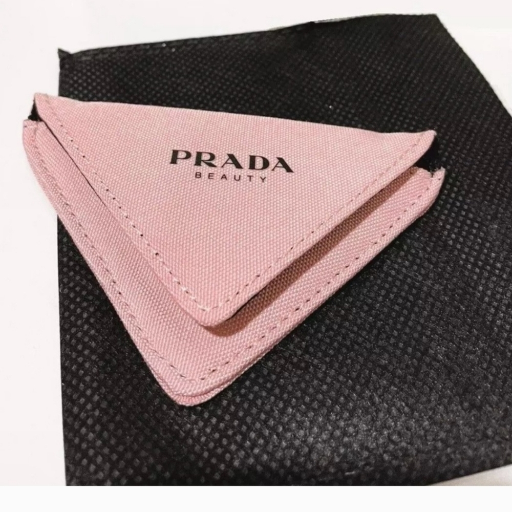 PRADA Beauty Logo Triangle HandHeld Purse Mirror - Picture 8 of 9